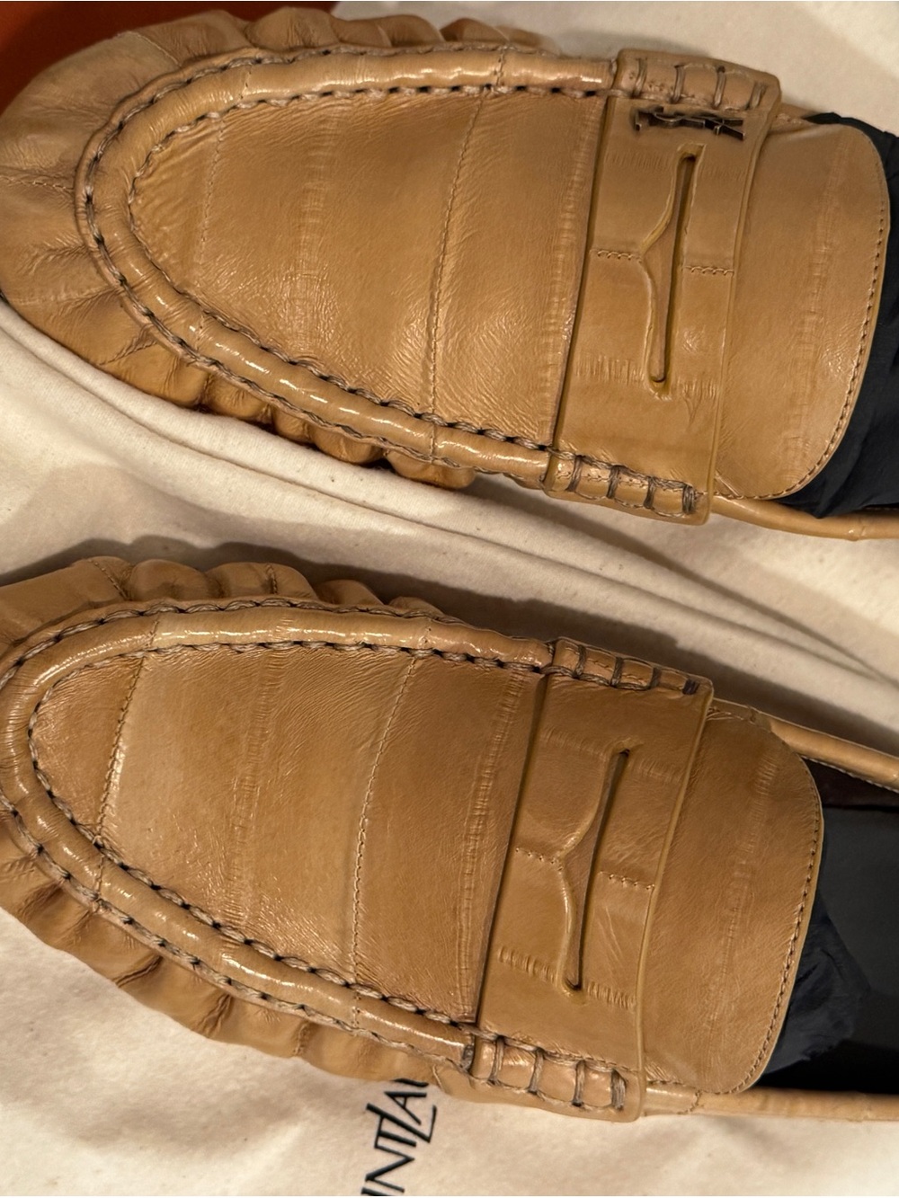 Saint Laurent Tan Eel Leather Backless Penny Loafer Slide - Picture 9 of 15